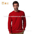Men Red Pure Cashmere Pullover, Jacquard Knitting Pullover Sweater